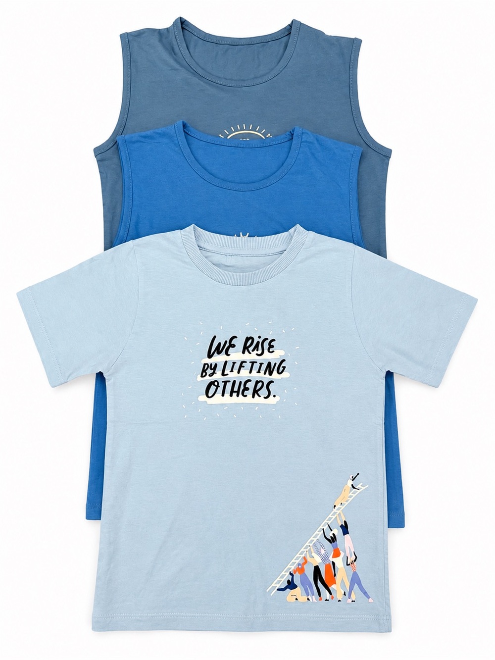 Kids 3-Pack Blue Graphic Tee Set - We Rise by Lifting Others